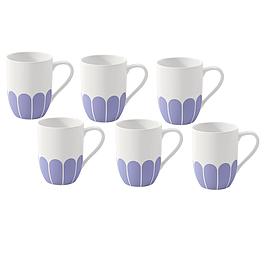 Set 6 mugs décor fleur bleue - 290 ml - VILLEROY & BOCH